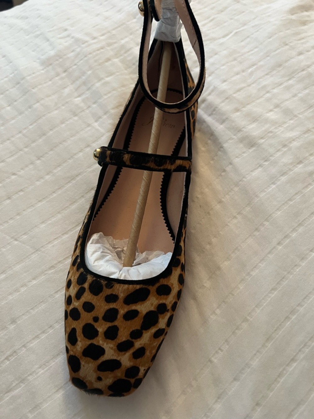 J. Crew Leopard Print Ankle-Strap Ballet Flat - Brown & Black brand new in box